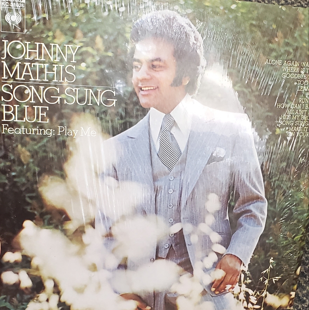 Columbia Vinyl Record - Johnny Mathis Song Sung Blue - Blue and White